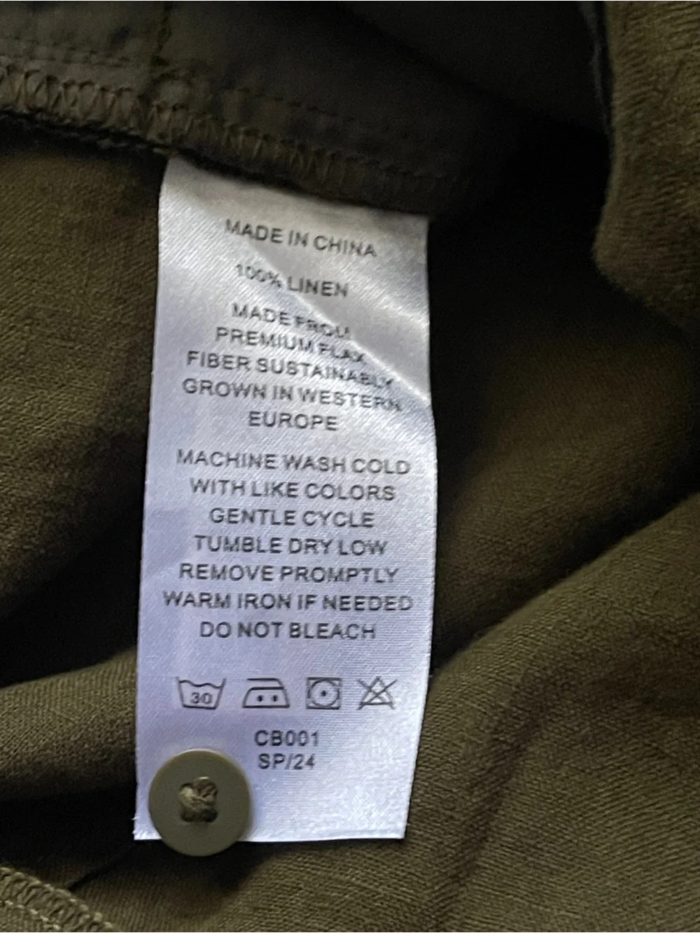 Quince Olive Green 100% European Linen Square Neck Jumpsuit XL Lagen Minimalist